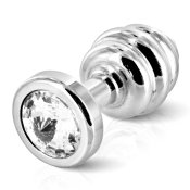 Diogol - Ano Butt Plug Ribbed Silver Plated 35 mm