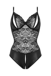 Open crotch Wetlook-body Vesper - black
