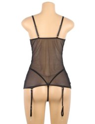 Gartered Lingerie With Underwire Black