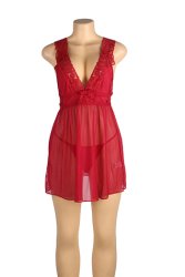 Deep V-neck Mesh Sexy Babydoll