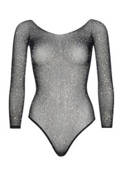 Fishnet thong back bodysuit O/S