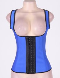 4 Steel Bones Latex CorsetVest Waist Cincher Body Shaper Blue