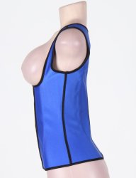 4 Steel Bones Latex CorsetVest Waist Cincher Body Shaper Blue