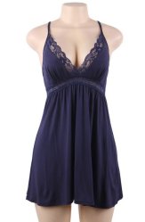 Deep V-neck Modal Nightdress with G String
