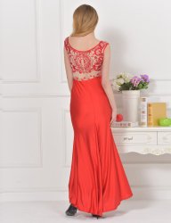 Satin Lace Red Dress