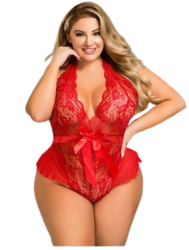 Deep V Backless Exquisite Lace Teddy