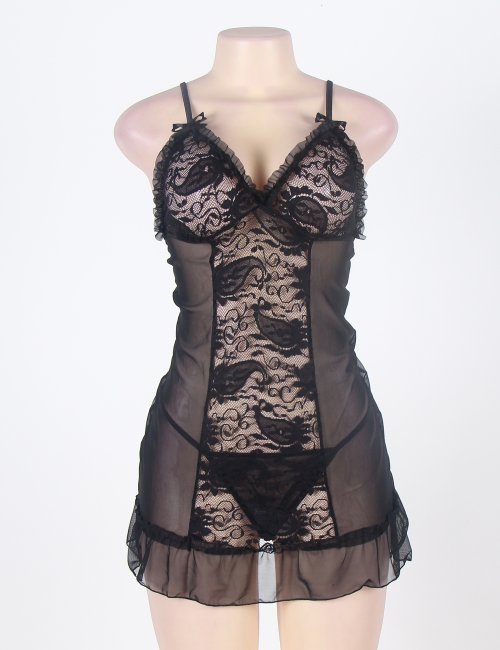 Black Mesh Sexy Babydoll