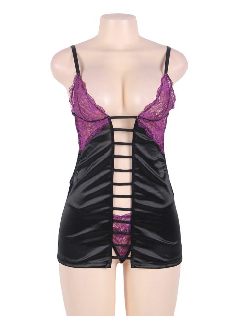 Purple Black Deluxe Satin with Multiple Straps