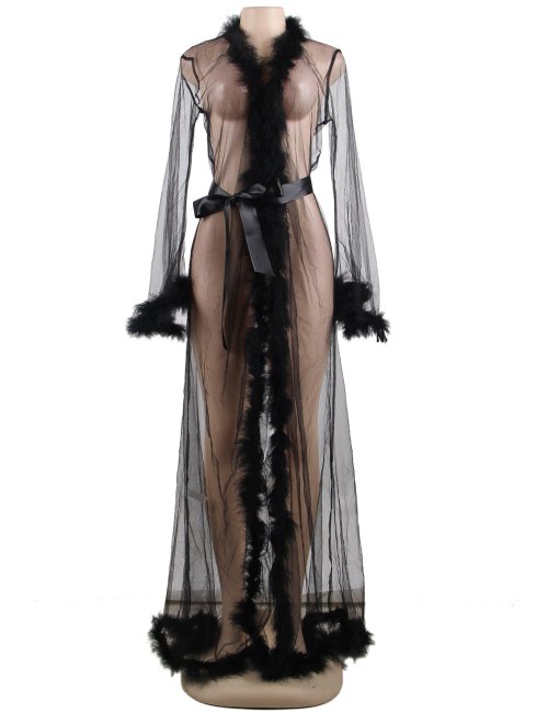 Sheer Sleepwear With Fur