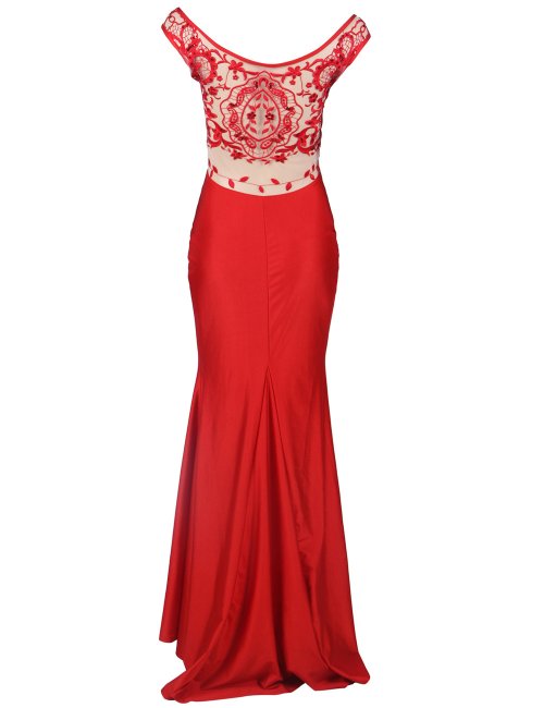 Satin Lace Red Dress