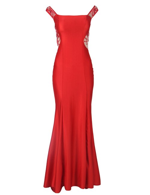 Satin Lace Red Dress