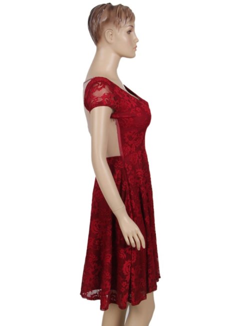 Flower Embroidered Maroon Dress