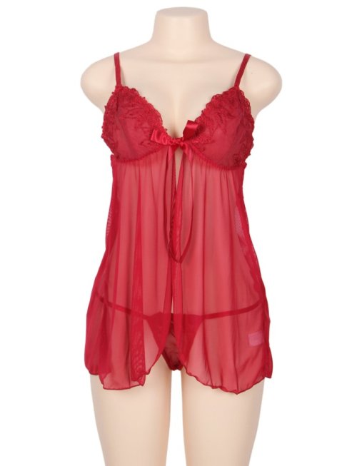 Red Multi-fibre Elegant Fly-away Babydoll