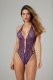 Lace open crotch body Renee- purple