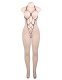 Halter Neck Black Lace Bodystocking - M