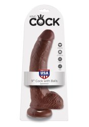 Cock 9 Inch W/ Balls Brown