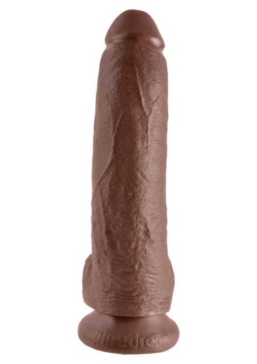 Cock 9 Inch W/ Balls Brown