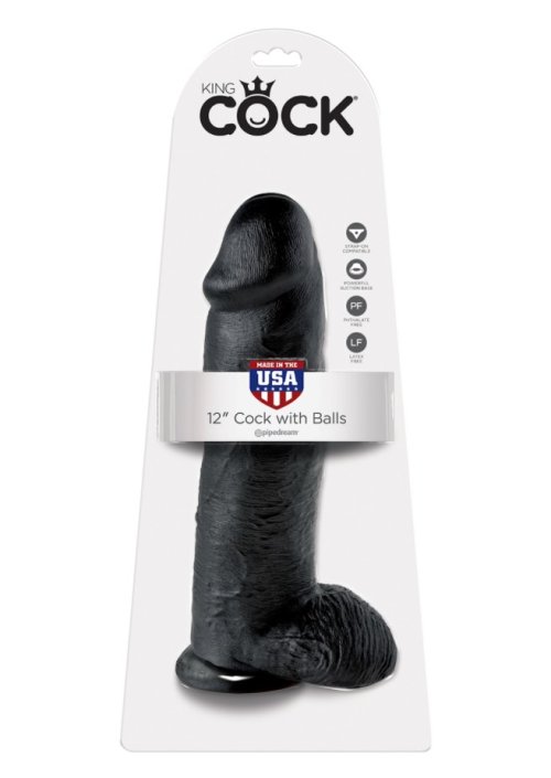 Cock 12 Inch W/ Balls Black