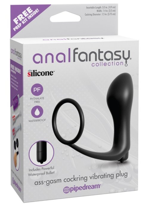 Ass Gasm Cockring Plug Black