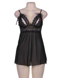 Lace Black Babydoll Set - M