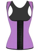 4 Steel Bones Latex Corset Vest Waist Cincher Body Shaper Purple