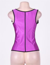 4 Steel Bones Latex Corset Vest Waist Cincher Body Shaper Purple