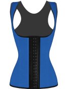 4 Steel Bones Latex CorsetVest Waist Cincher Body Shaper Blue