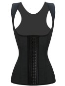 4 Steel Bones Latex Corset Vest Waist Cincher Body Shaper Svart