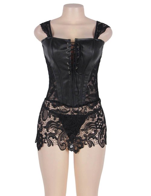 Faux Leather Corset