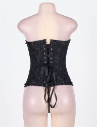 Satin Silky Lace Ruffule Steel Hook Corset