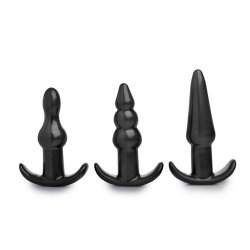 3 Piece Vibrating Anal Plug Set - Black