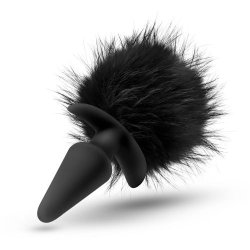 Temptasia - Bunny Tail Pom Anal Plug - Black