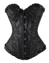 Satin Silky Lace Ruffule Steel Hook Corset