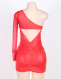  Red Leather Backless Dress One Size 