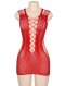  Crochet Red Mesh Hollow-out Mini Chemise Dress 