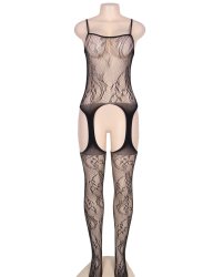 Open Hips Bodystockings - Black