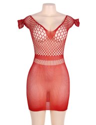 Crochet Mesh Hollow-out Mini Chemise Dress