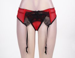 Red Sexy Transparent Lace Garter Set