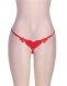  Heart Shaped with Pearl Beads Red G-String 
