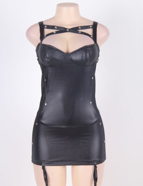 Front Criss Cross Leather Dress