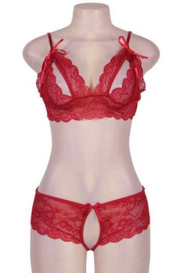  Cranberry And Lace Bra set - One Size 
