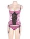  Purplish Red Deluxe Satin Lace Stitching Bustier 