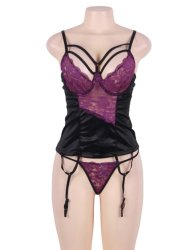 Lace Stitching Bustier Lingerie with Mask