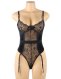  Design Lace And Velour Stitching Teddy With Underwire 