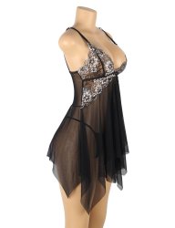 Black Lace Babydoll Set