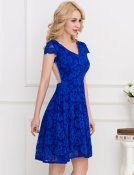 Flower Embroidered Blue Dress